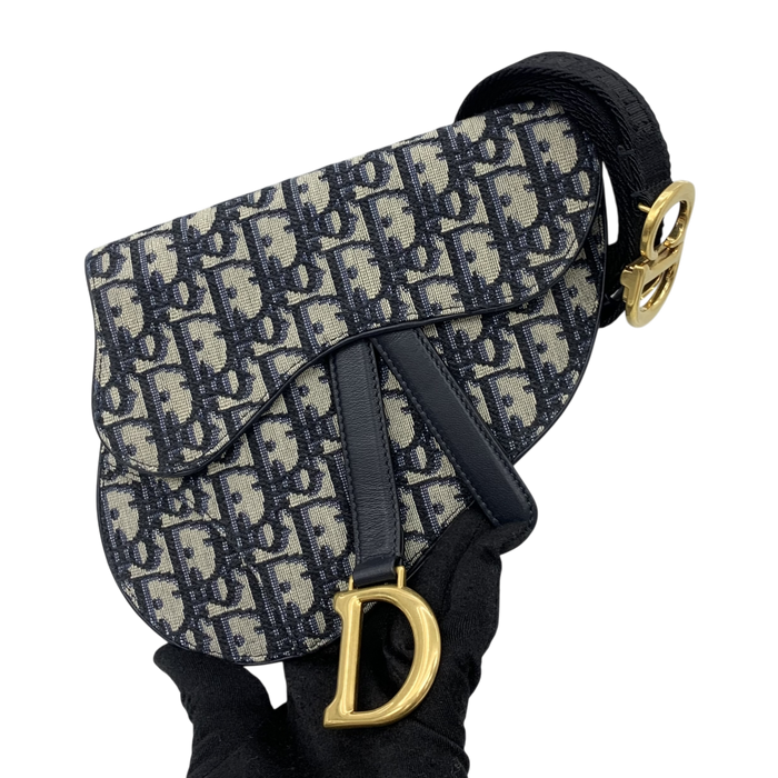 Dior Blue Canvas Saddle Waist Oblique Bag | Pre-Loved