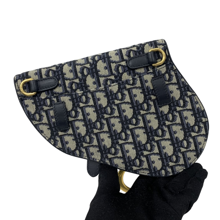 Dior Blue Canvas Saddle Waist Oblique Bag | Pre-Loved