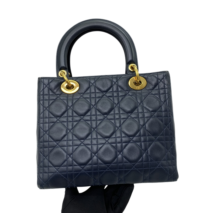 Dior Lady Dior Medium Lambskin Blue GHW | Pre-Loved