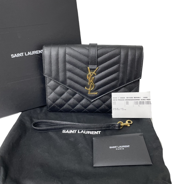 Saint Laurent Black 651030 Leather Clutch | Pre-Loved