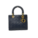Dior Lady Dior Medium Lambskin Blue GHW | Pre-Loved