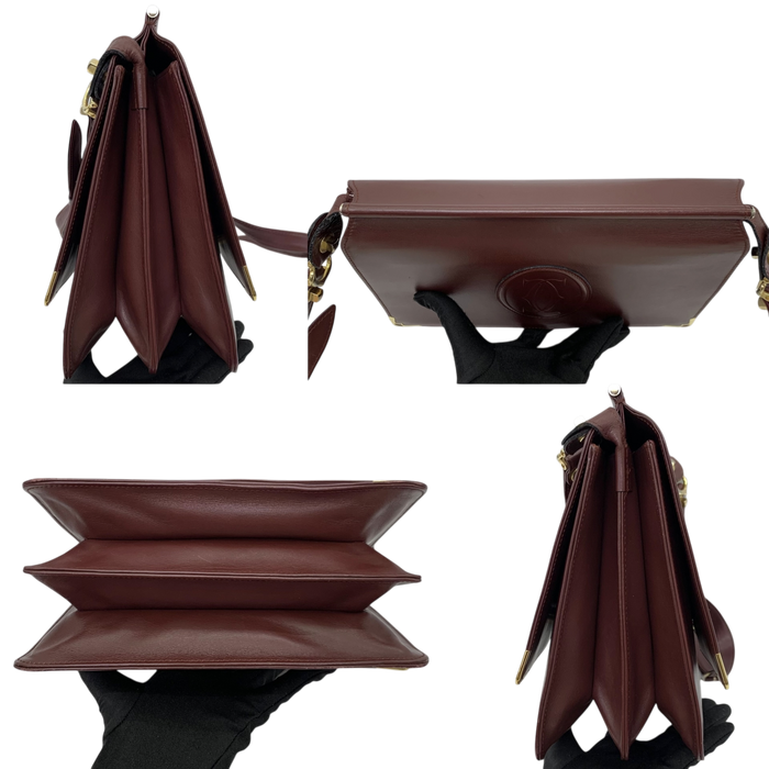 Cartier Red Maroon Must De Cartier Messenger Shoulder Bag | Pre-Loved