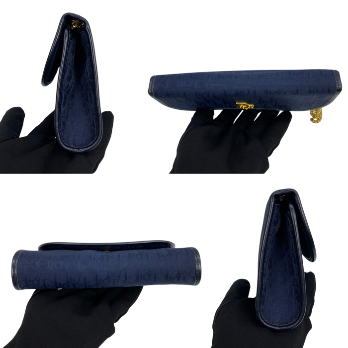 Dior Blue/Black Canvas Vintage Honeycomb Mini Chain Shoulder Bag | Pre-Loved