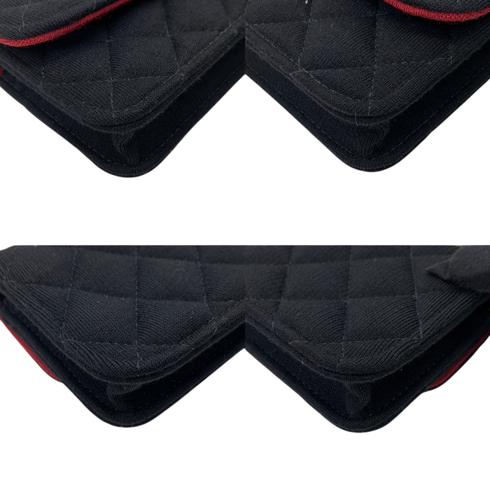 Chanel Matelassé Novelty Cotton/Jersey Mini Clutch on Chain Flap Black | Pre-Loved