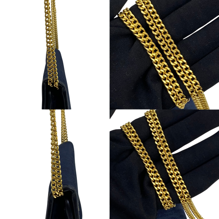 Dior Blue/Black Canvas Vintage Honeycomb Mini Chain Shoulder Bag | Pre-Loved