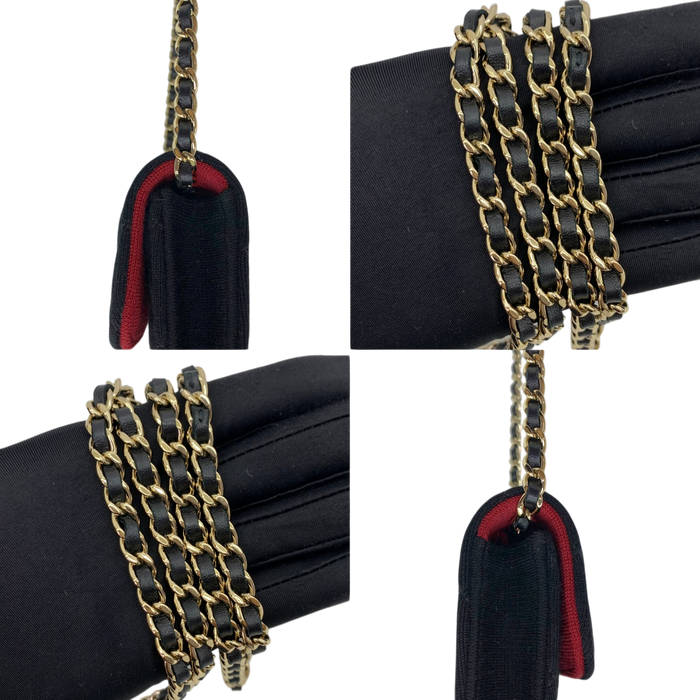 Chanel Matelassé Novelty Cotton/Jersey Mini Clutch on Chain Flap Black | Pre-Loved