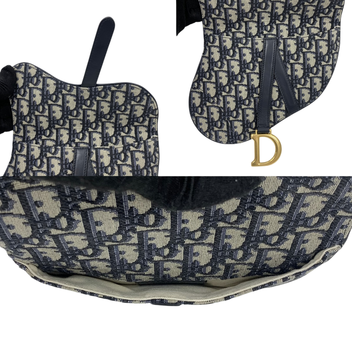Dior Blue Canvas Saddle Waist Oblique Bag | Pre-Loved