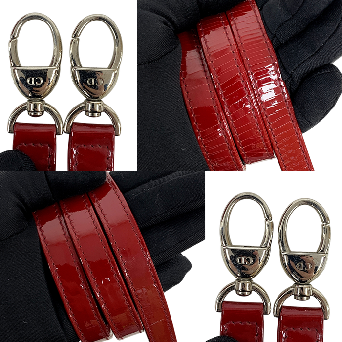 Dior Red Lady Dior Medium Patent Zip Version Shoulder Bag | Pre-Loved
