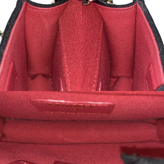 Chanel Matelassé Novelty Cotton/Jersey Mini Clutch on Chain Flap Black | Pre-Loved