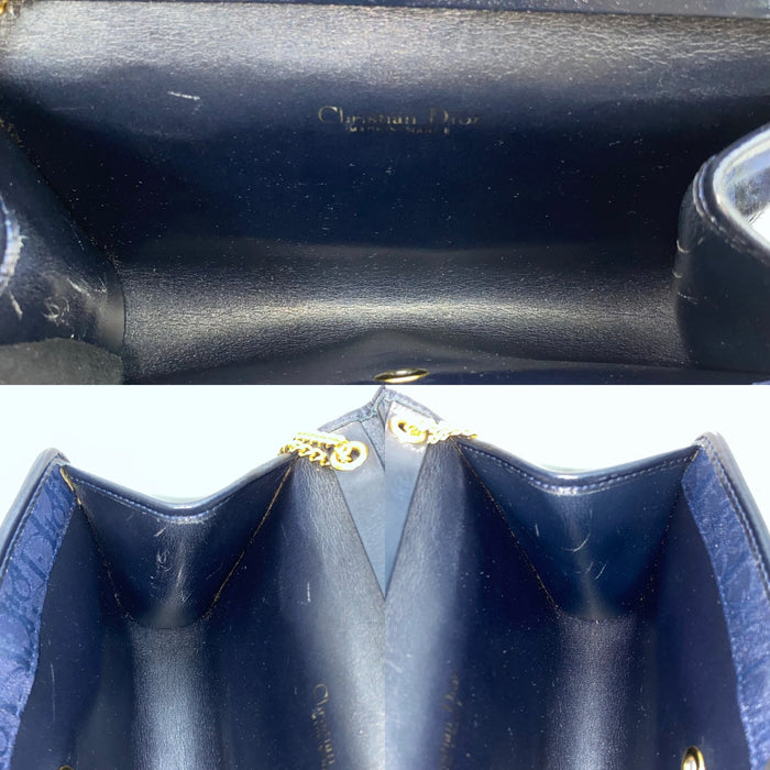 Dior Blue/Black Canvas Vintage Honeycomb Mini Chain Shoulder Bag | Pre-Loved