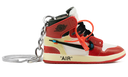Kulcstartó Off-White x Air Jordan 1 High Chicago (fekete fűzővel)