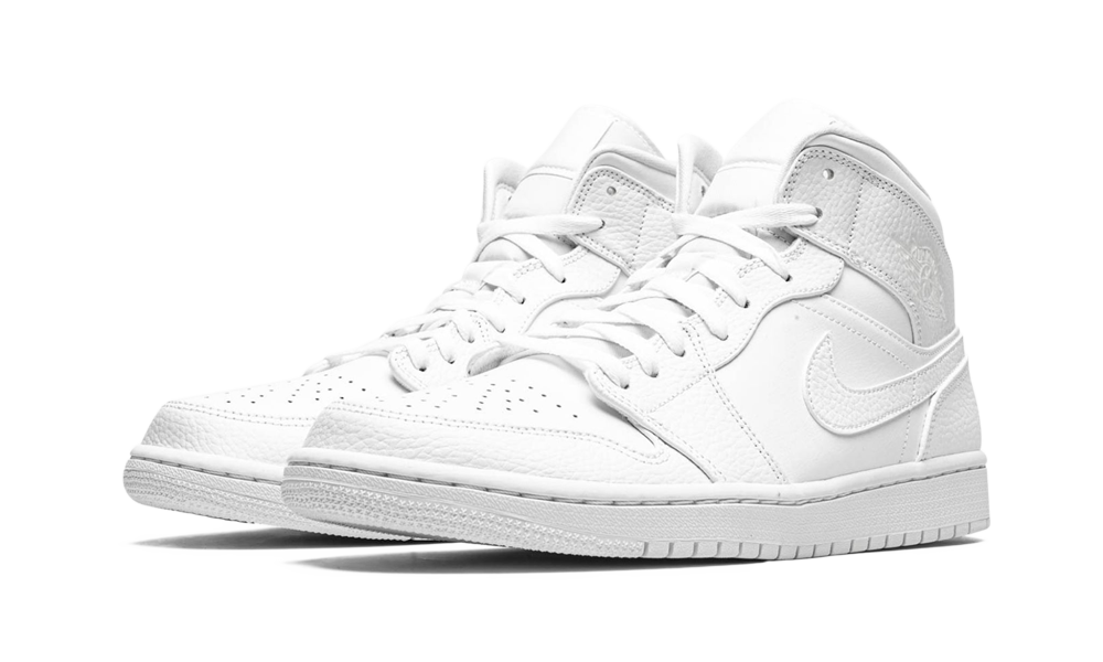 Nike air jordan 1 mid deals triple white
