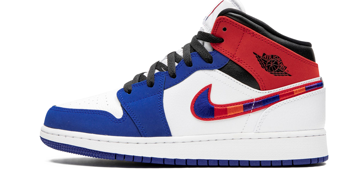 Air Jordan 1 Mid Multicolor Swoosh GS True to Sole